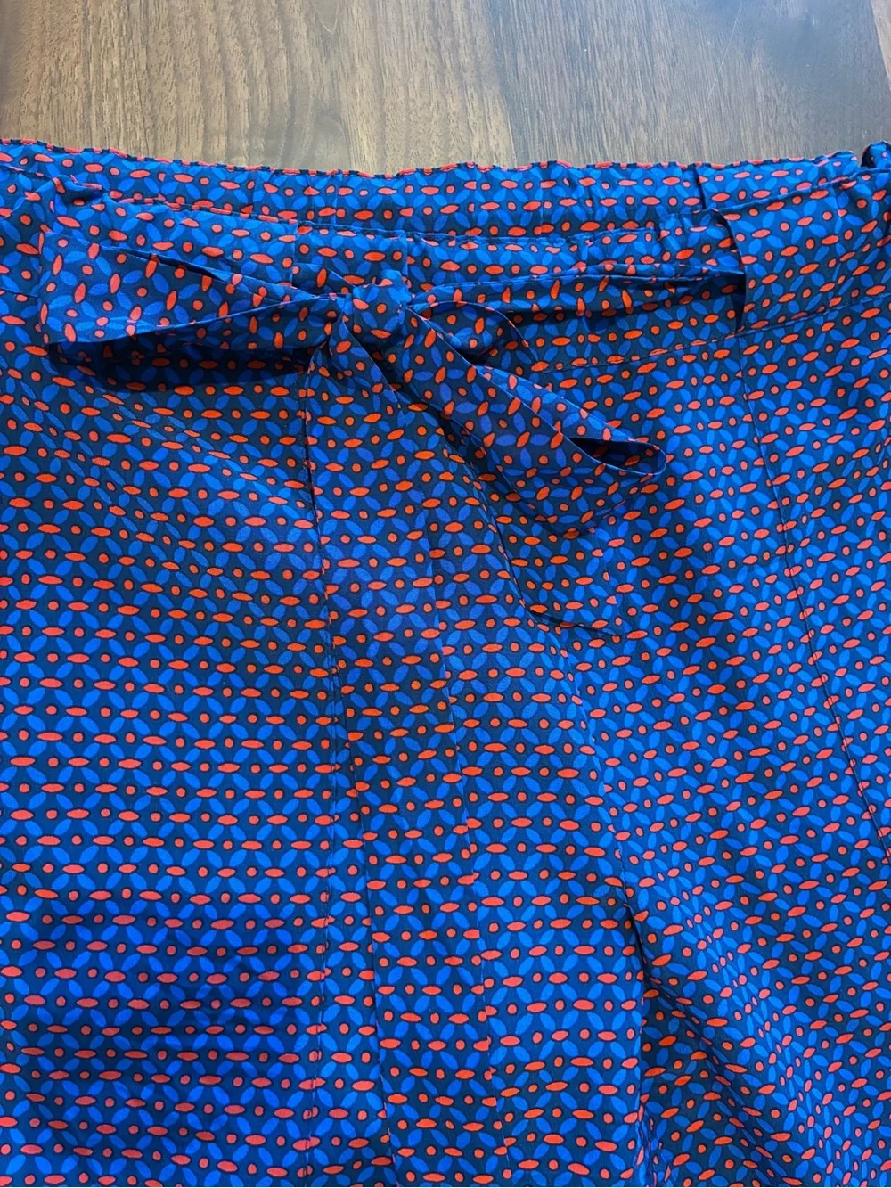 Tory Burch Blue and Red Geometric Print Pants